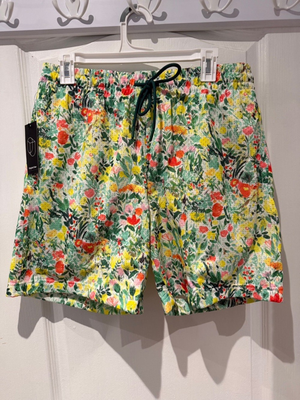 Original Use Floral Swim Trunks in Green, Yellow, Red